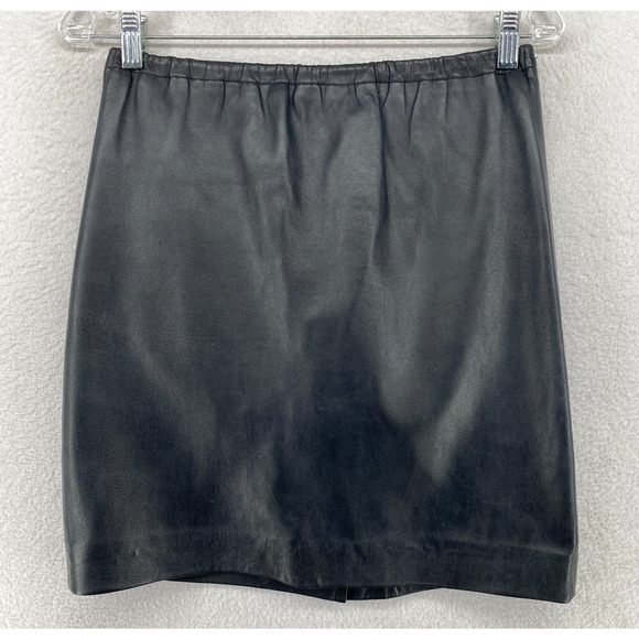 IN TRANSIT Skirt S Leather Pencil Straight Pull On Lined Black VTG USA - Picture 1 of 13
